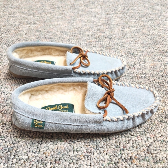Daniel Green Leisure Footwear Light Blue Suede Moccasin Slippers 7 - Picture 2 of 8
